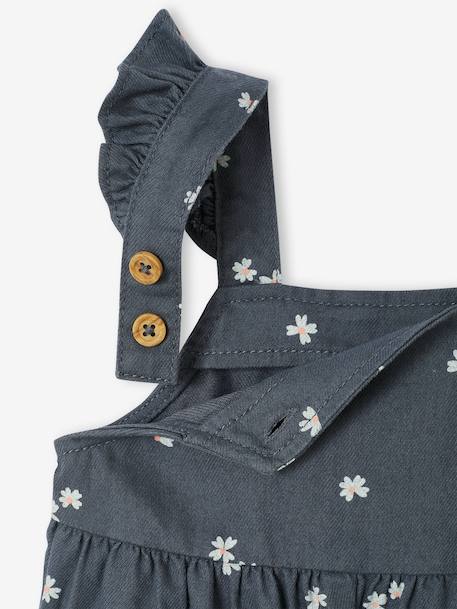 Salopette bébé en twill imprimée gris ardoise 