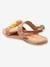 Sandales en cuir fille avec pompons rose 