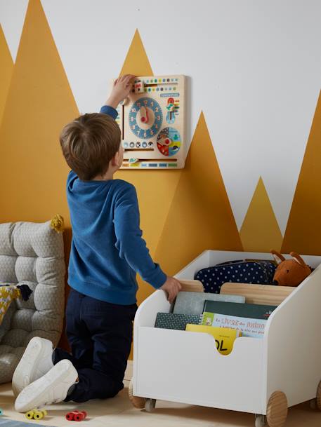 Holz-Spieluhr mit Kalender für Kinder mehrfarbig/rot 
