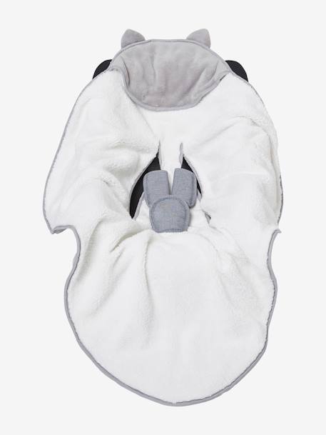 Plaid bébé à capuche en microfibre, doublé polaire gris 