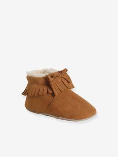 Schuhe-Babyschuhe 17-26-Hausschuhe, Krabbelschuhe-Baby warme Leder-Krabbelschuhe / Hausschuhe mit Fransen, Geschenkbox