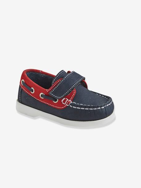 Baby Bootsschuhe, Leder marine/rot 