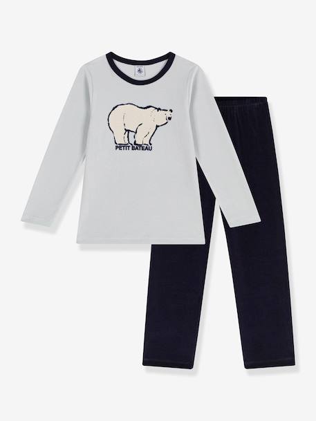 Schlafanzug aus Samt Jungen PETIT BATEAU grau 