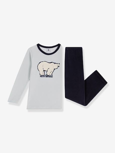 Schlafanzug aus Samt Jungen PETIT BATEAU grau 