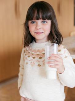Mädchen-Mädchen-Pullover mit Jacquard und Glitzerdetails
