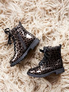 Schuhe-Mädchenschuhe 23-38-Boots, Stiefeletten-Mädchen Schnürboots mit Reissverschluss, Lack-Optik