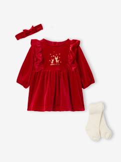 Baby-Set-Baby-Set für Mädchen: Samt-Kleid, Haarband und Strumpfhose