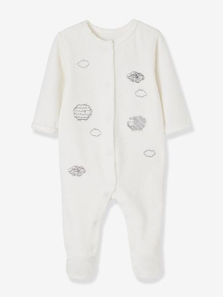 Lot de 2 pyjamas bébé en velours ouverture devant lot ivoire 