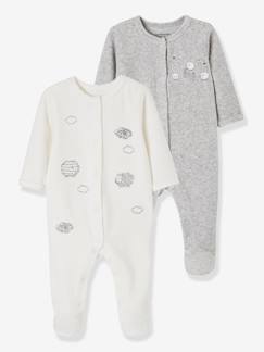 Mon premier Noël-Lot de 2 pyjamas bébé en velours ouverture devant